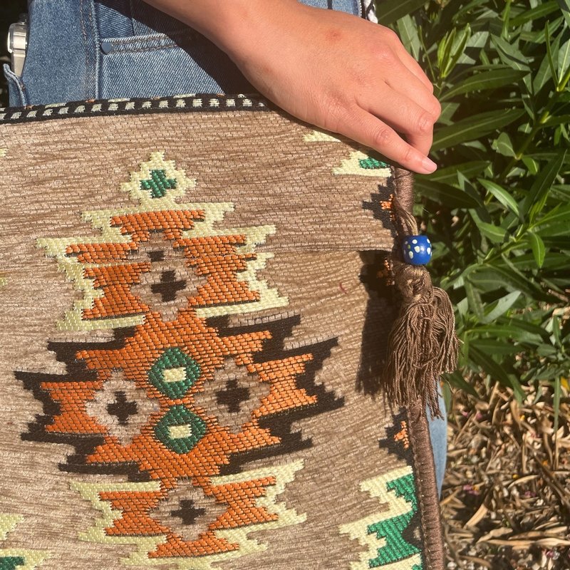 Smėlio spalvos Kilim Messenger festivalio krepšys