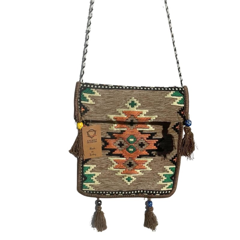 Smėlio spalvos Kilim Messenger festivalio krepšys