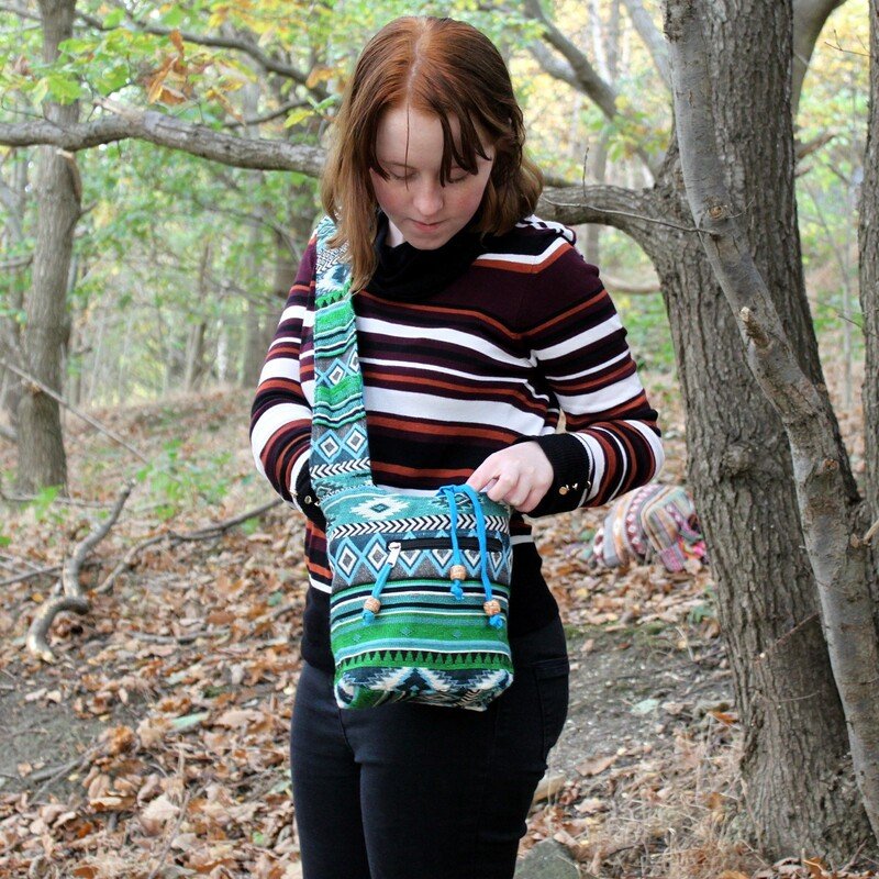 Žakardinė rankinė - Teal Sling Bag